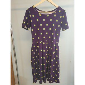 Lularoe Amelia Dress Purple Geometric Pattern Size M